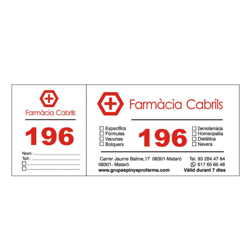 talonaris Talonario con números 1